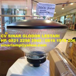 Lampu Taman Lampu Pilar Kaca Topi Hitam E27